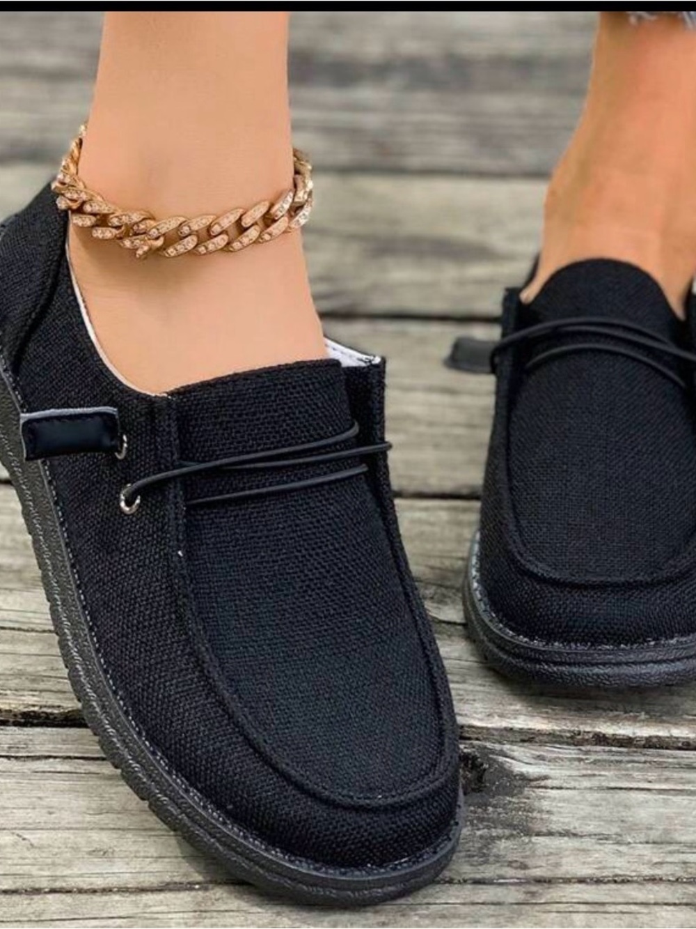 Source Unknown Black Canvas Women's Loafers